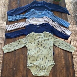 Bundle of Carter's Blue and Green Long Sleeve Bodysuits